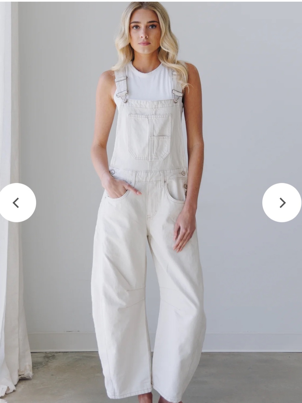 Free people barrel good luck overalls milk oat wide leg jumpsuit NWT